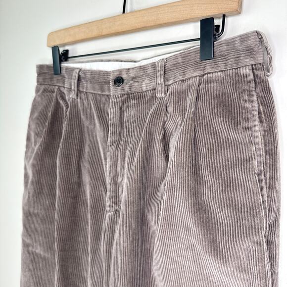 Brooks Brothers Elliot Fit Pleated Wide Whale Corduroy Pants 34x32 Cuffed Preppy - Picture 2 of 7